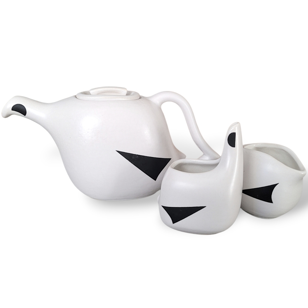 Beauceware Ptarmigan Doug Funk MCM Teapot Creamer Sugar Set Vintage - Picture 3 of 13
